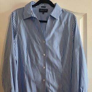 Jones New York Blue Stripe Button Down Shirt